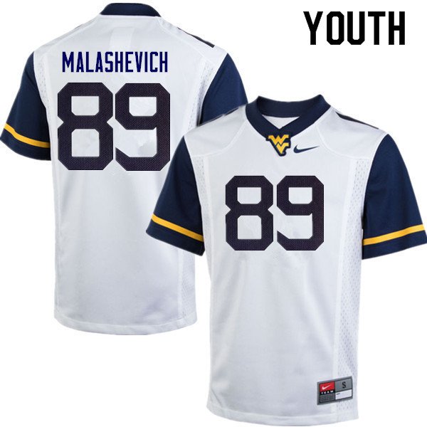 Youth #89 Graeson Malashevich West Virginia Mountaineers College Football Jerseys Sale-White